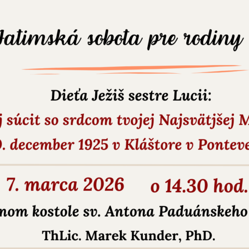 Fatimská sobota pre rodiny s deťmi