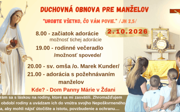 Duchovnú obnovu pre manželov a jednotlivcov